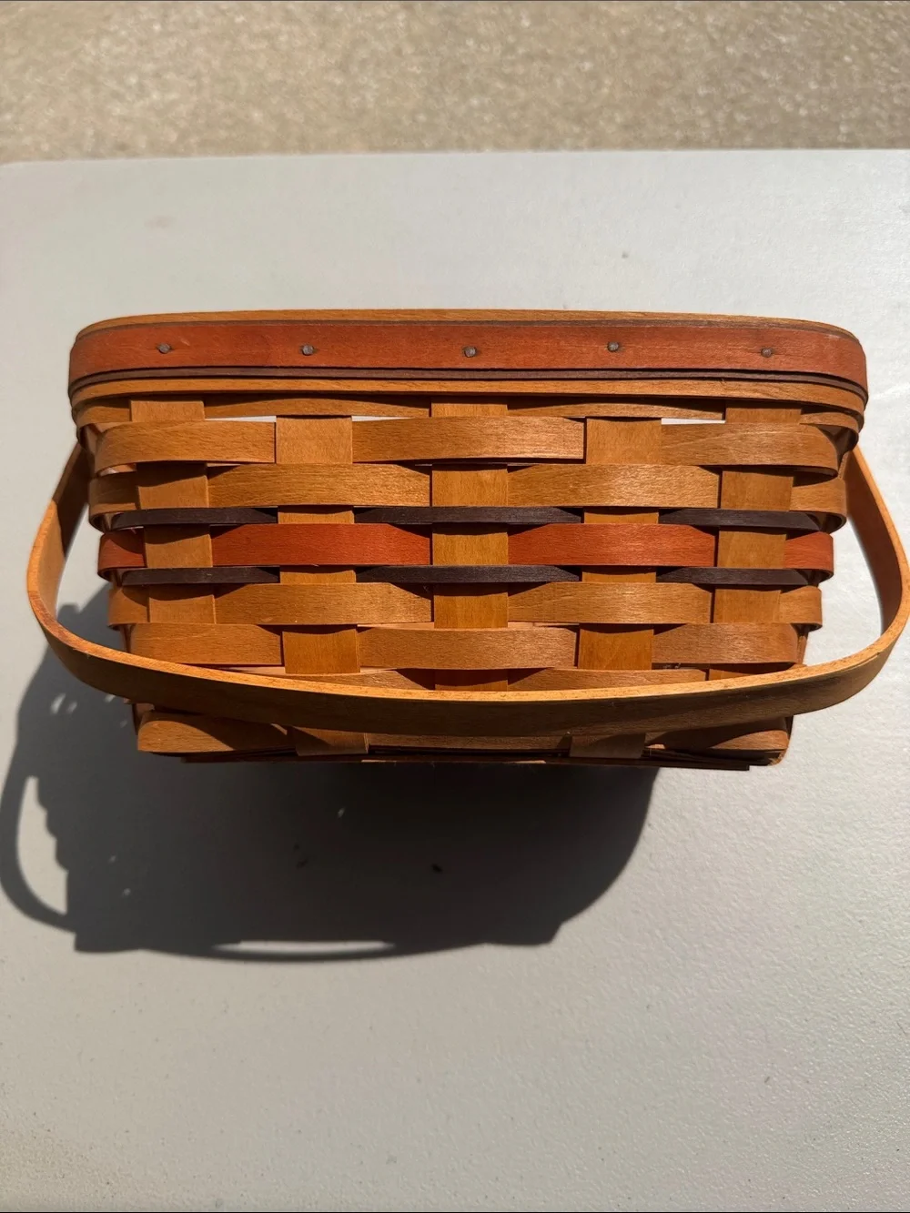 Longaberger Woven Basket Handbag in Tan and Brown
